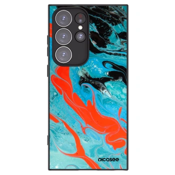 Picasee Μαύρη θήκη σιλικόνης για Samsung Galaxy S23 Ultra 5G - Blue Magma