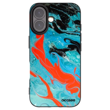 Picasee Μαύρη θήκη σιλικόνης για Apple iPhone 16 - Blue Magma