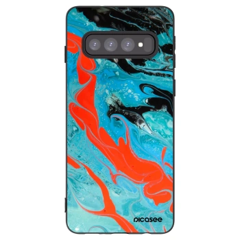 Picasee Μαύρη θήκη σιλικόνης για Samsung Galaxy S10 G973 - Blue Magma