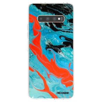 Picasee διαφανής θήκη σιλικόνης Samsung Galaxy S10 Plus G975 - Blue Magma