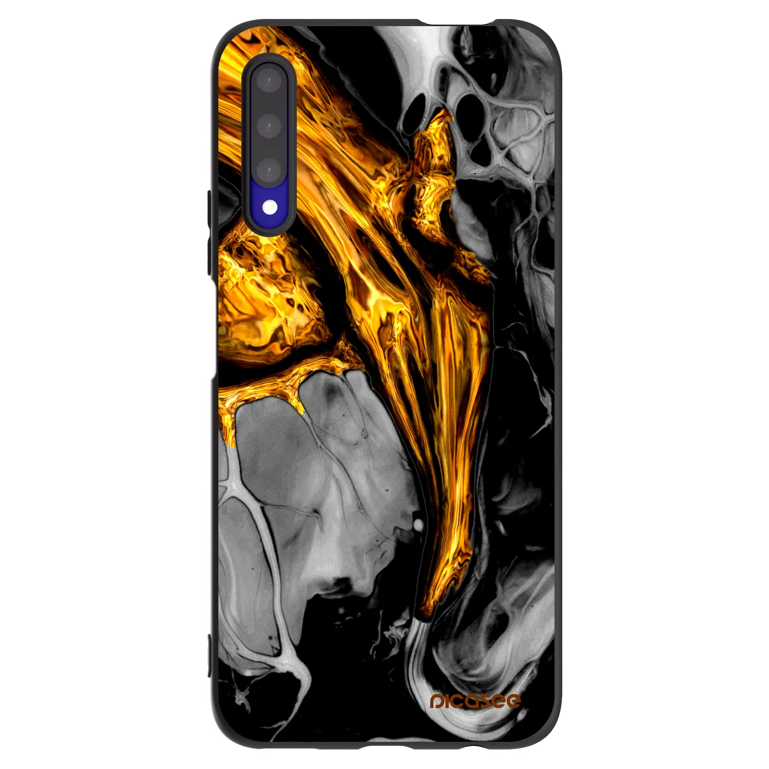 Picasee Μαύρη θήκη σιλικόνης για Honor 9X Pro - Black Gold