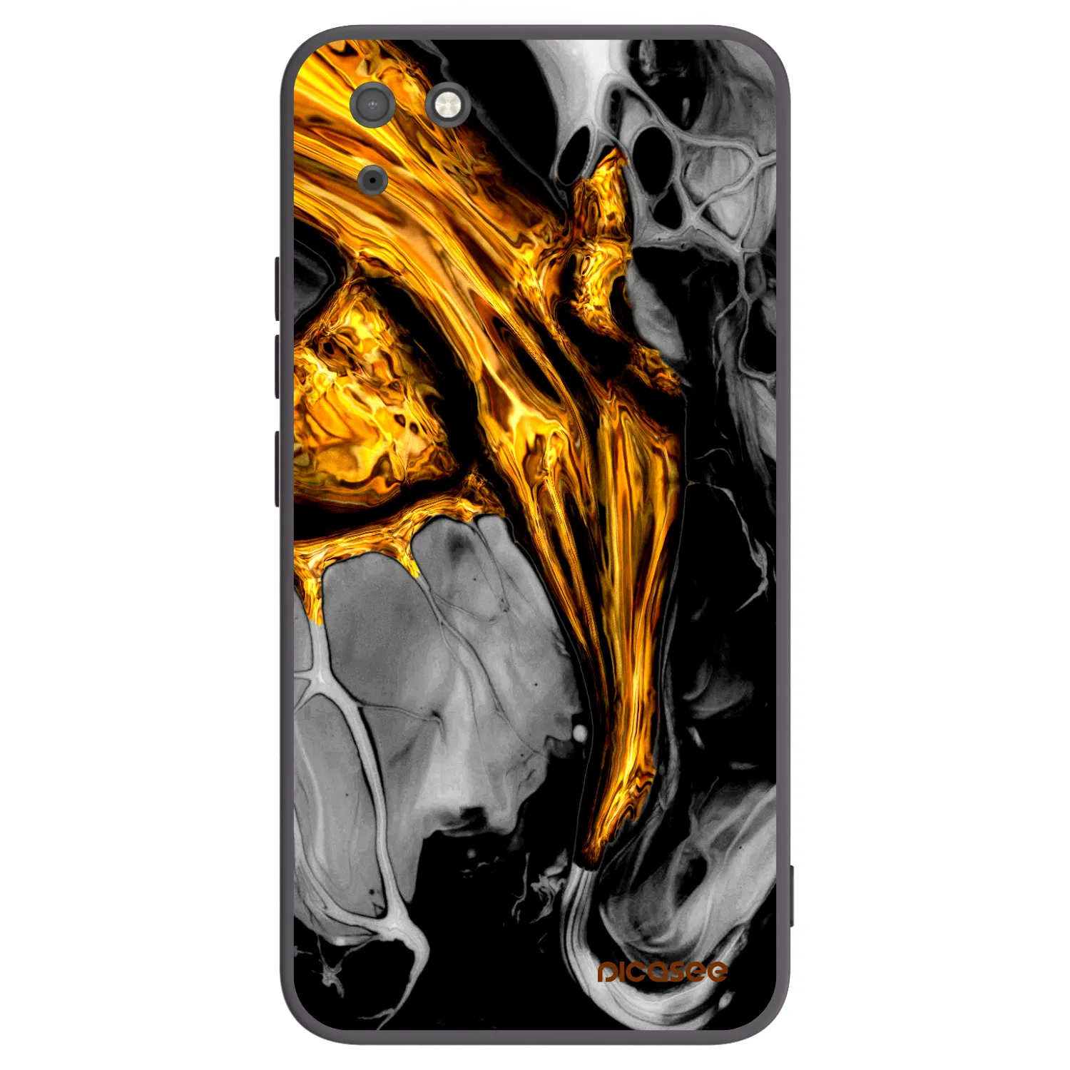 Picasee Μαύρη θήκη σιλικόνης για Huawei Y5P - Black Gold