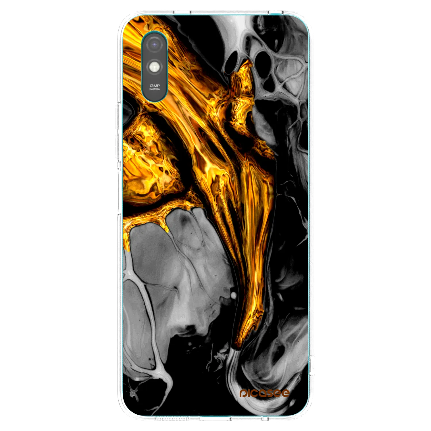 Picasee διαφανής θήκη σιλικόνης Xiaomi Redmi 9A - Black Gold