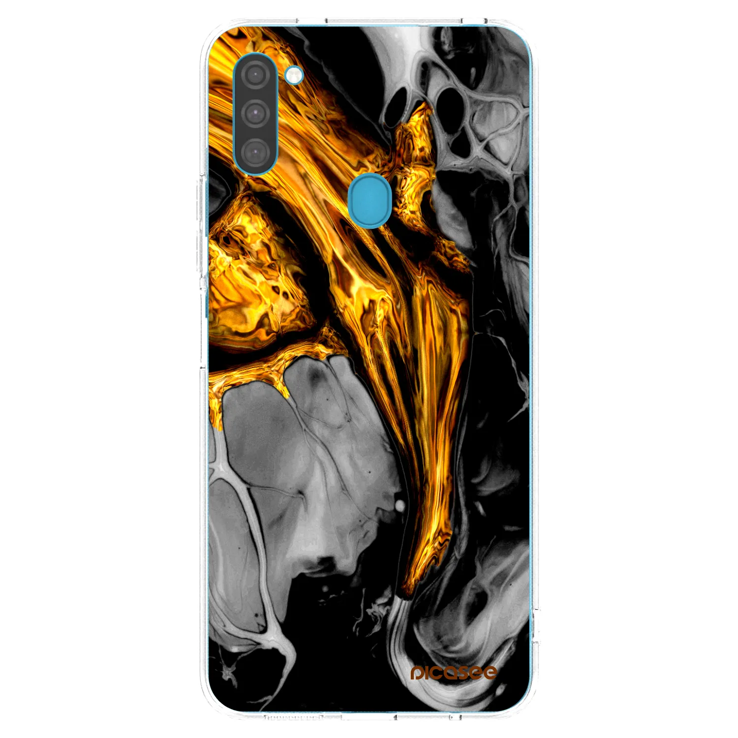 Picasee διαφανής θήκη σιλικόνης Samsung Galaxy M11 - Black Gold