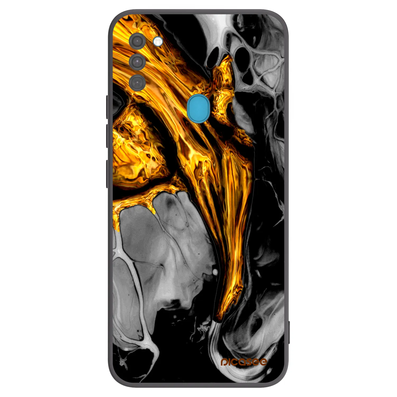Picasee Μαύρη θήκη σιλικόνης για Samsung Galaxy M11 - Black Gold