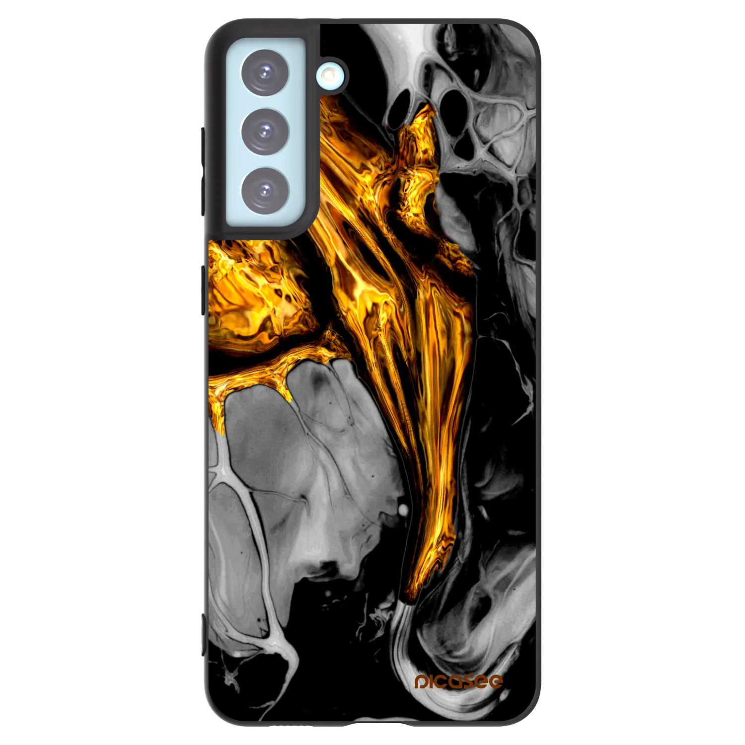 Picasee Μαύρη θήκη σιλικόνης για Samsung Galaxy S21+ 5G G996F - Black Gold
