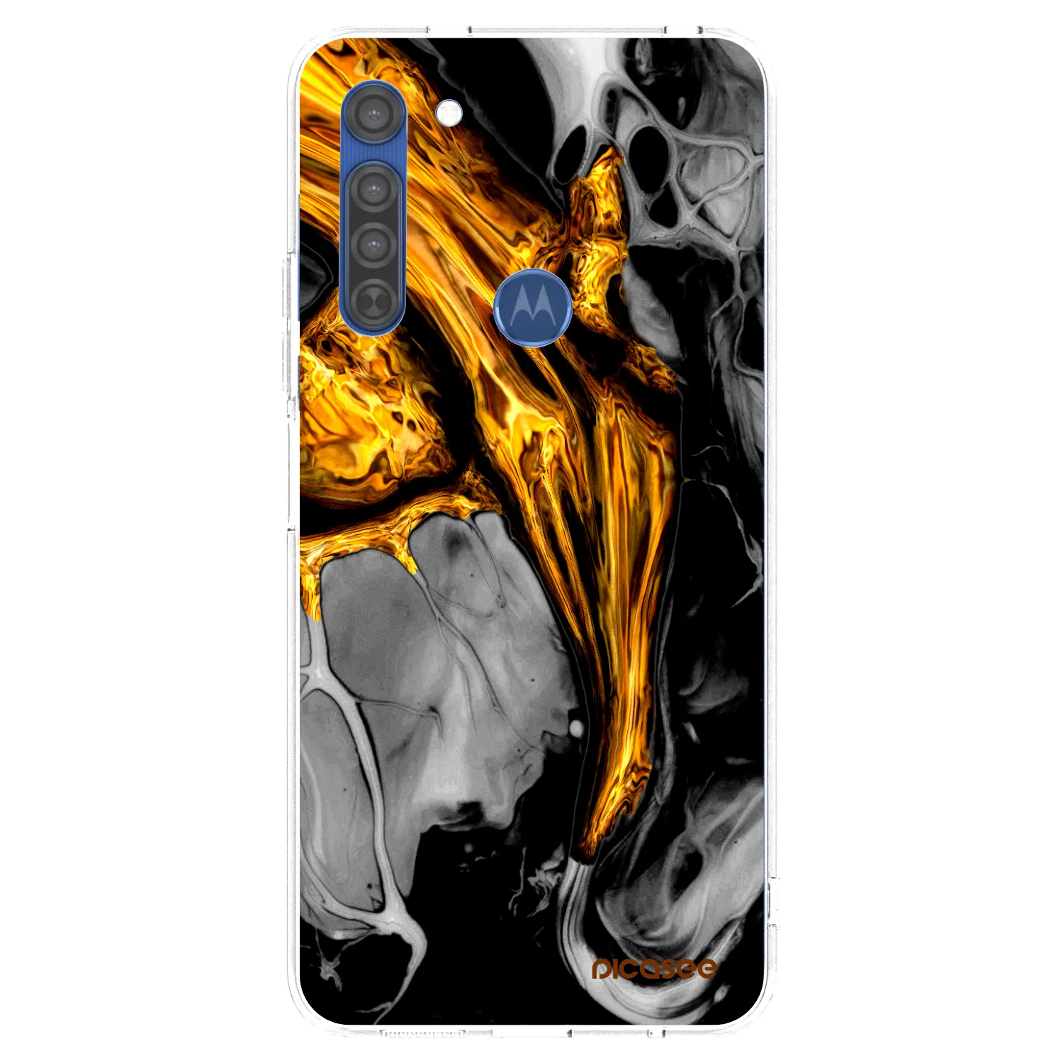 Picasee διαφανής θήκη σιλικόνης Motorola Moto G8 - Black Gold