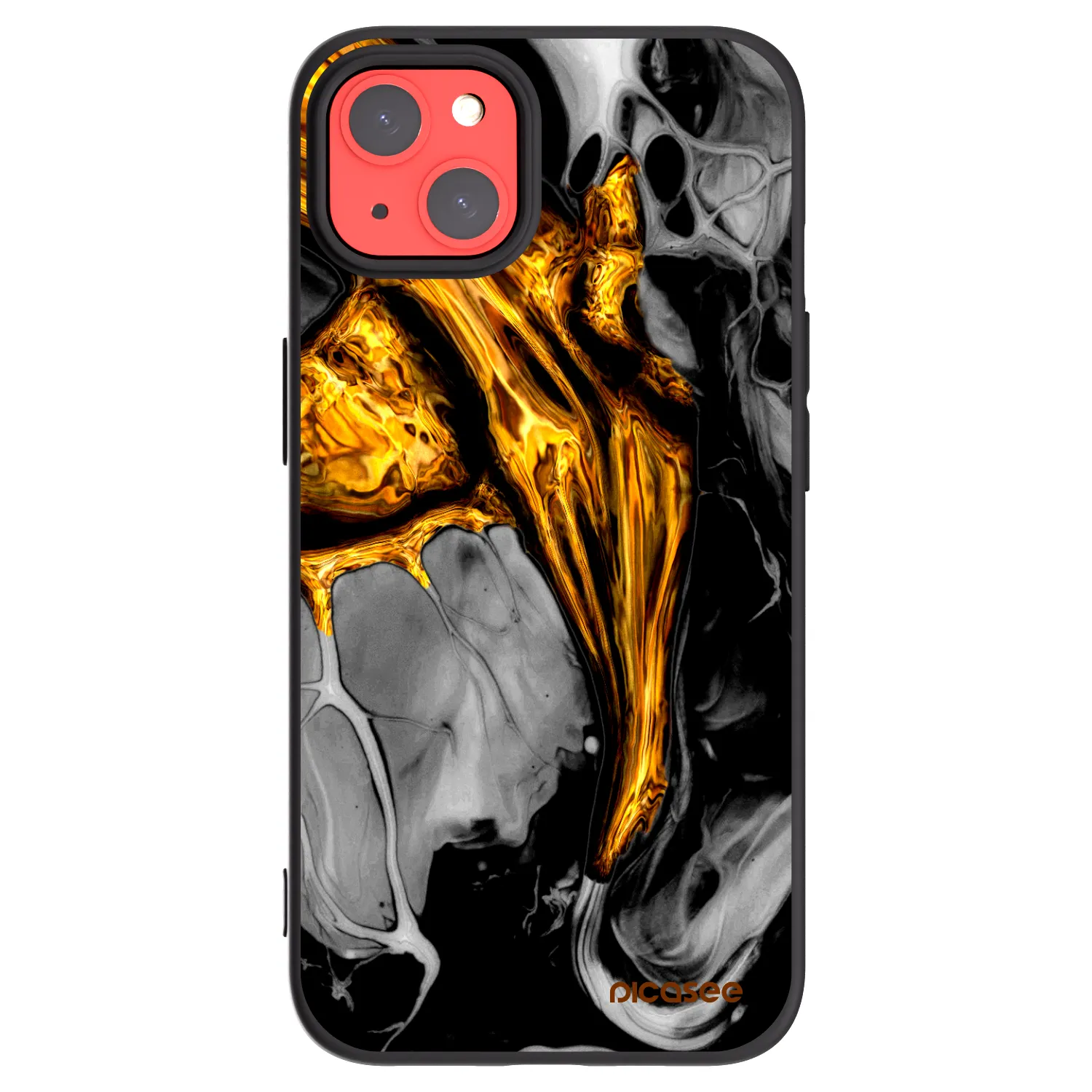 Picasee Μαύρη θήκη σιλικόνης για Apple iPhone 13 - Black Gold