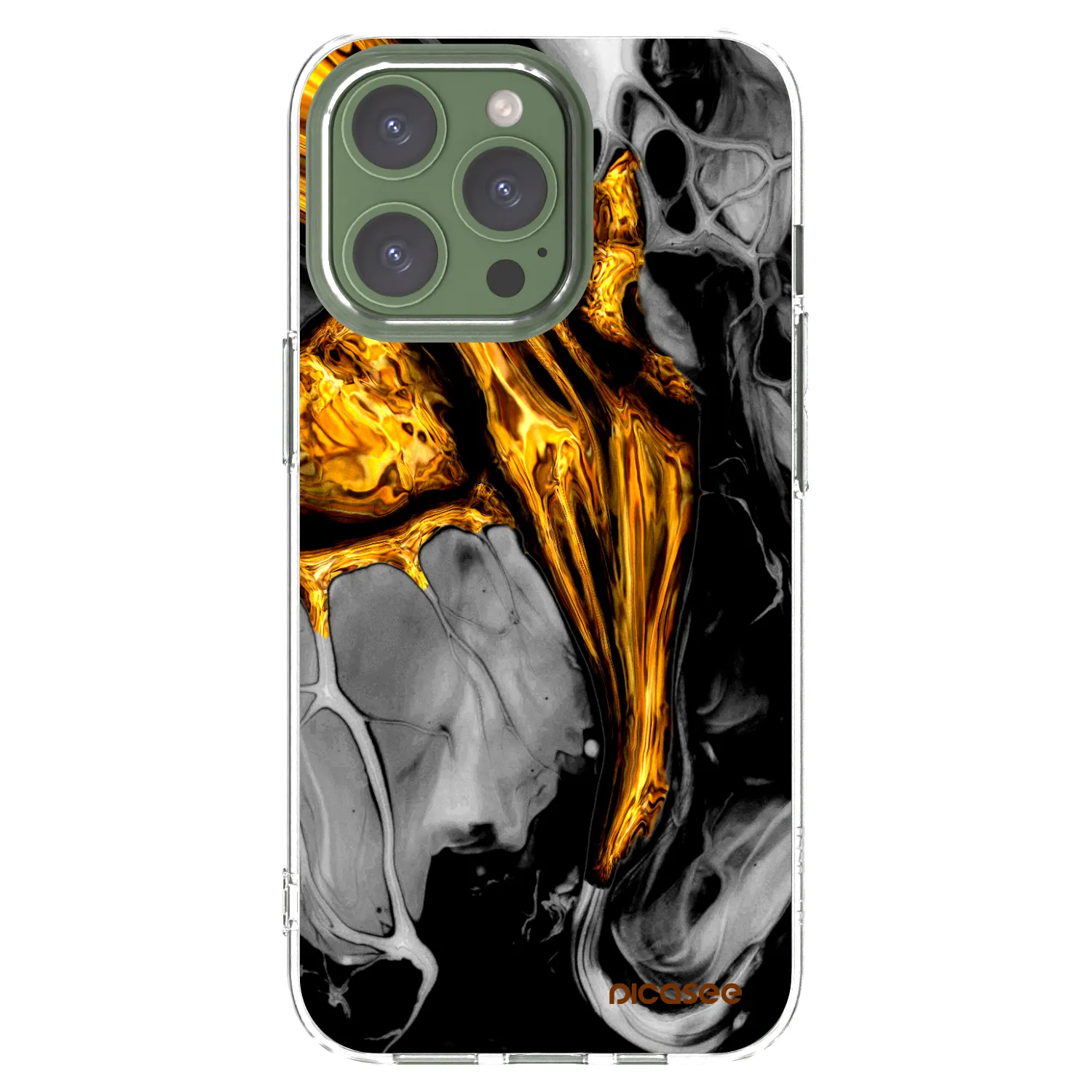 Picasee διαφανής θήκη σιλικόνης Apple iPhone 13 Pro - Black Gold