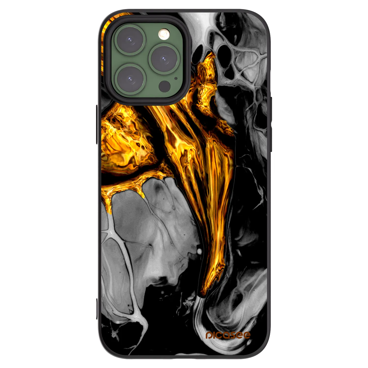 Picasee Μαύρη θήκη σιλικόνης για Apple iPhone 13 Pro Max - Black Gold