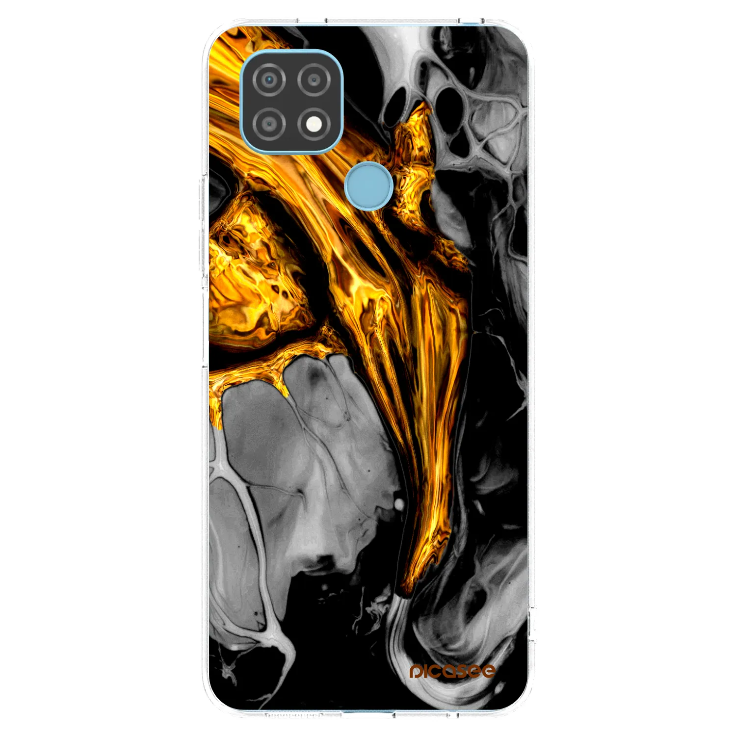 Picasee διαφανής θήκη σιλικόνης Realme C21 - Black Gold