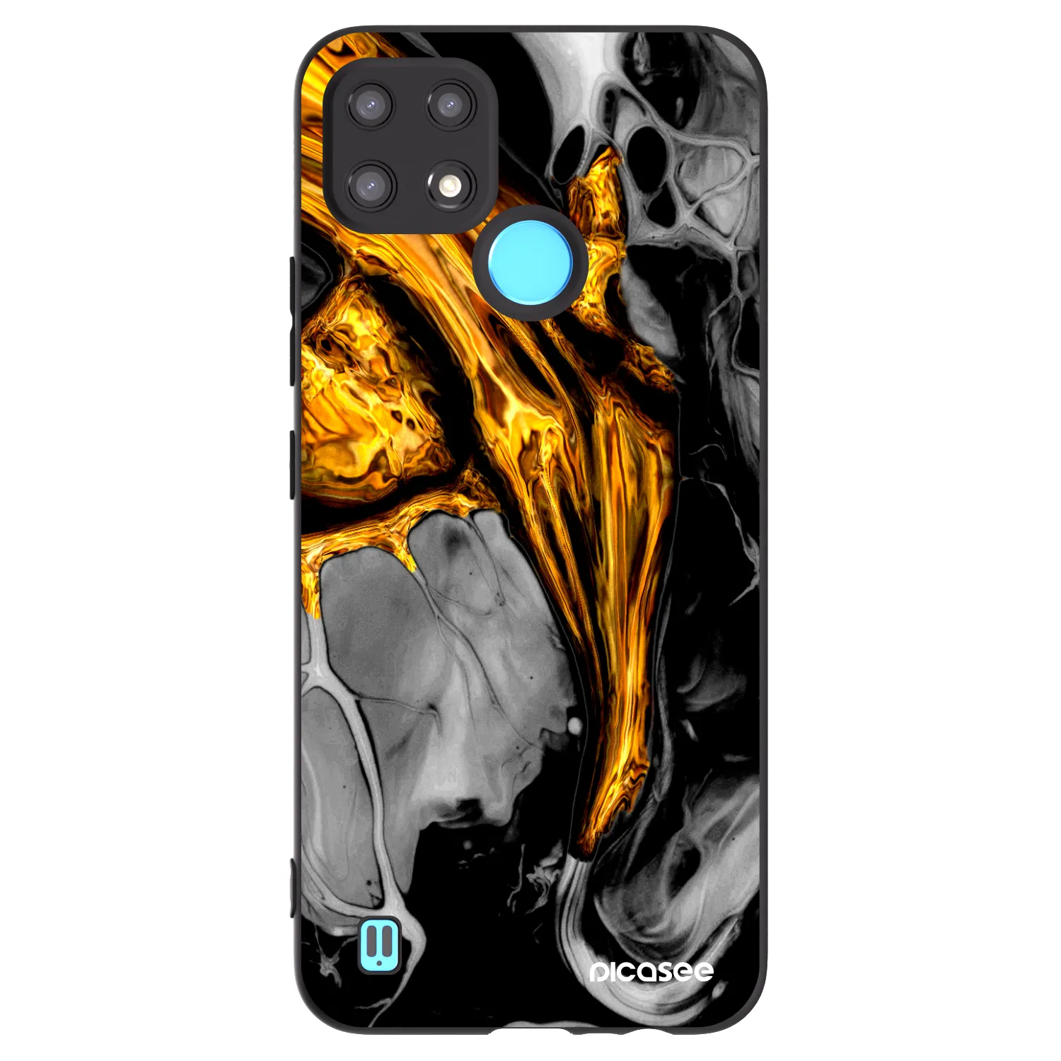 Picasee Μαύρη θήκη σιλικόνης για Realme C21 - Black Gold