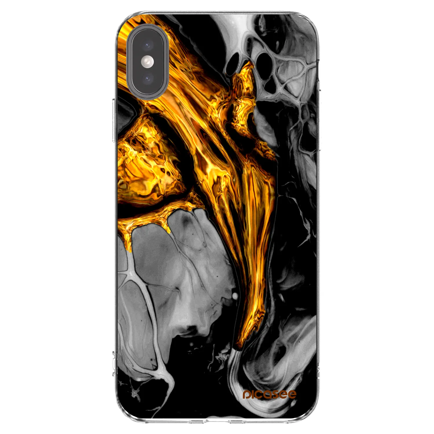 Picasee διαφανής θήκη σιλικόνης Apple iPhone XS Max - Black Gold