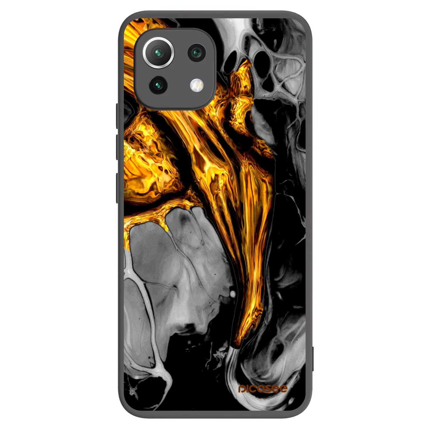 Picasee Μαύρη θήκη σιλικόνης για Xiaomi 11 Lite 5G NE - Black Gold