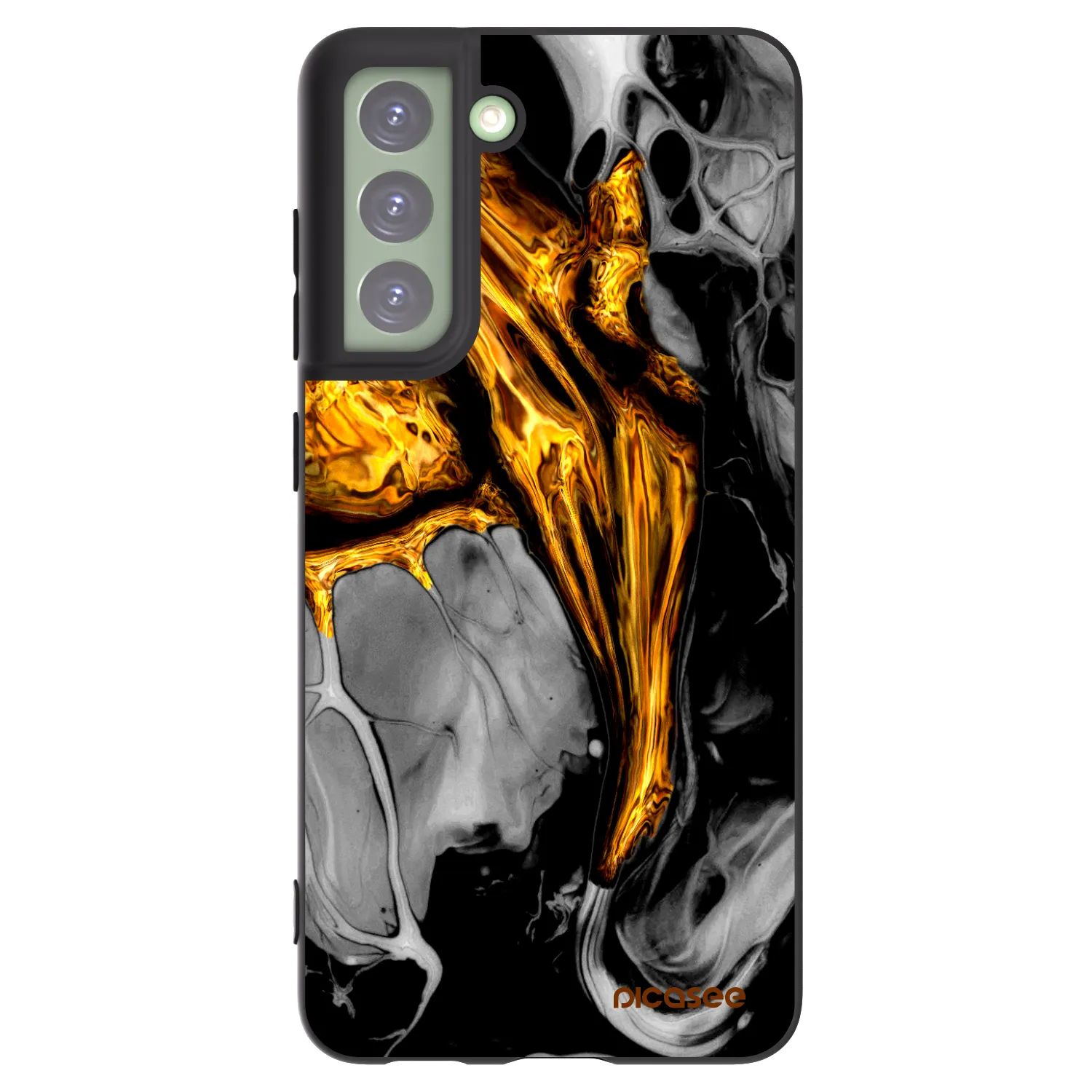 Picasee Μαύρη θήκη σιλικόνης για Samsung Galaxy S21 FE 5G - Black Gold