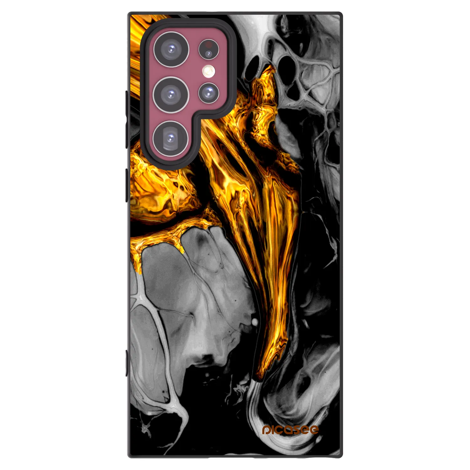 Picasee Μαύρη θήκη σιλικόνης για Samsung Galaxy S22 Ultra 5G - Black Gold