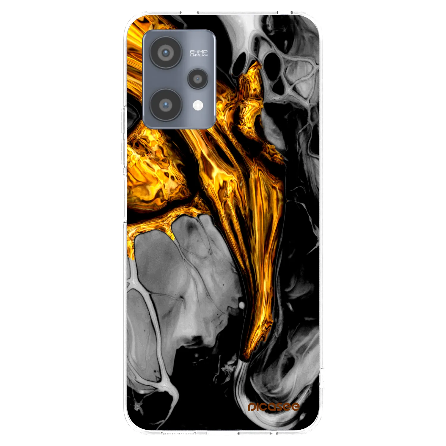 Picasee διαφανής θήκη σιλικόνης Realme 9 Pro 5G - Black Gold