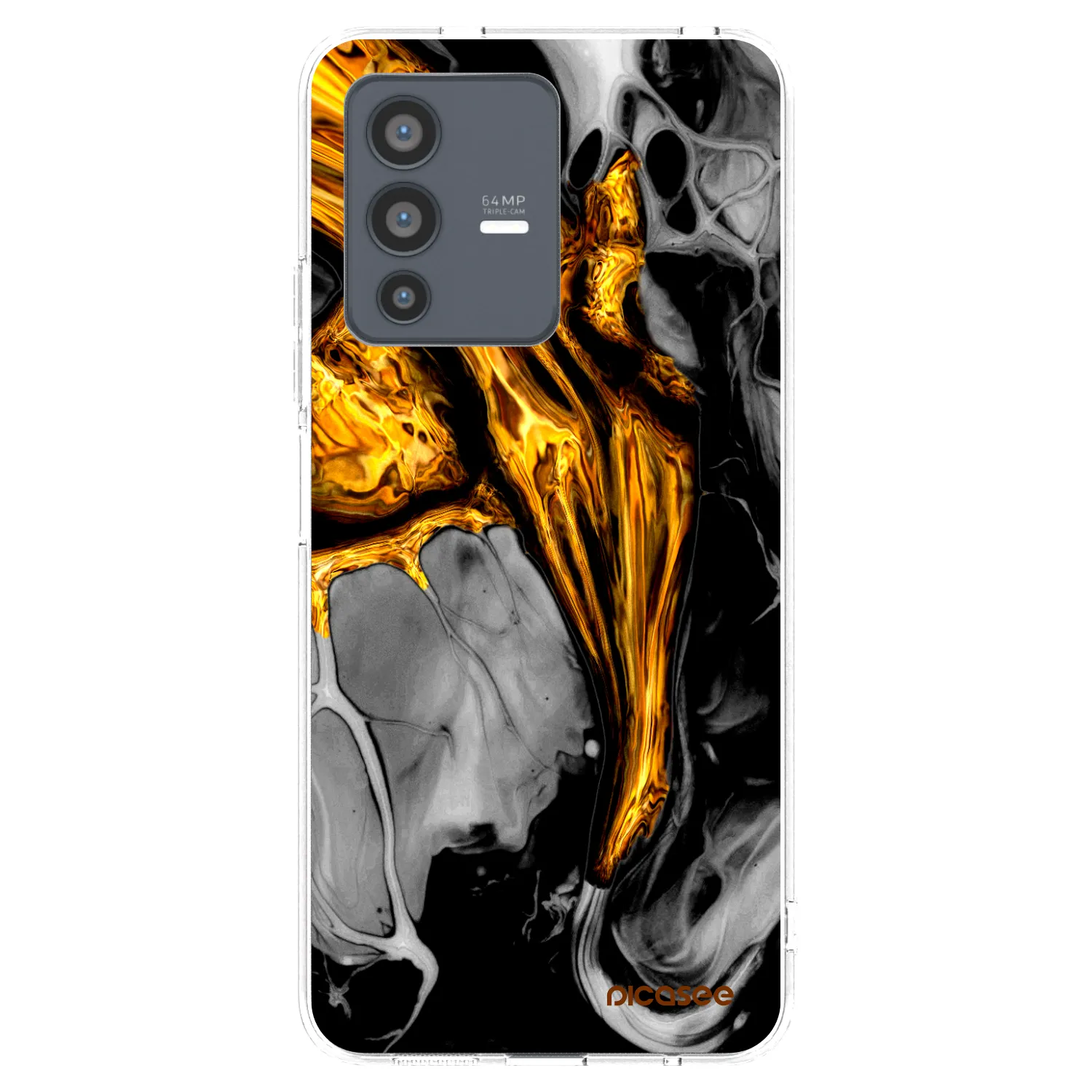Picasee διαφανής θήκη σιλικόνης Vivo V23 5G - Black Gold