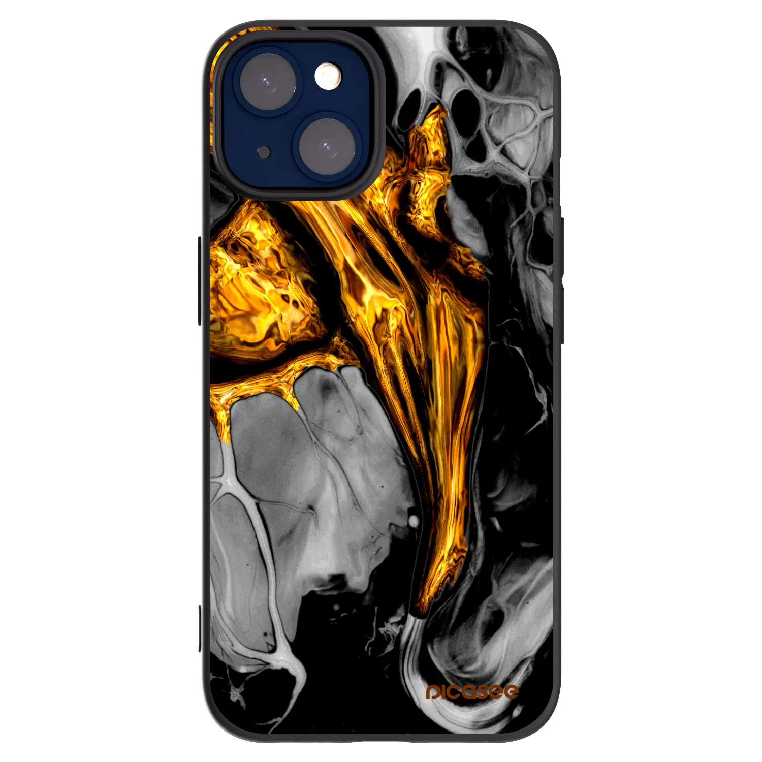Picasee Μαύρη θήκη σιλικόνης για Apple iPhone 14 - Black Gold