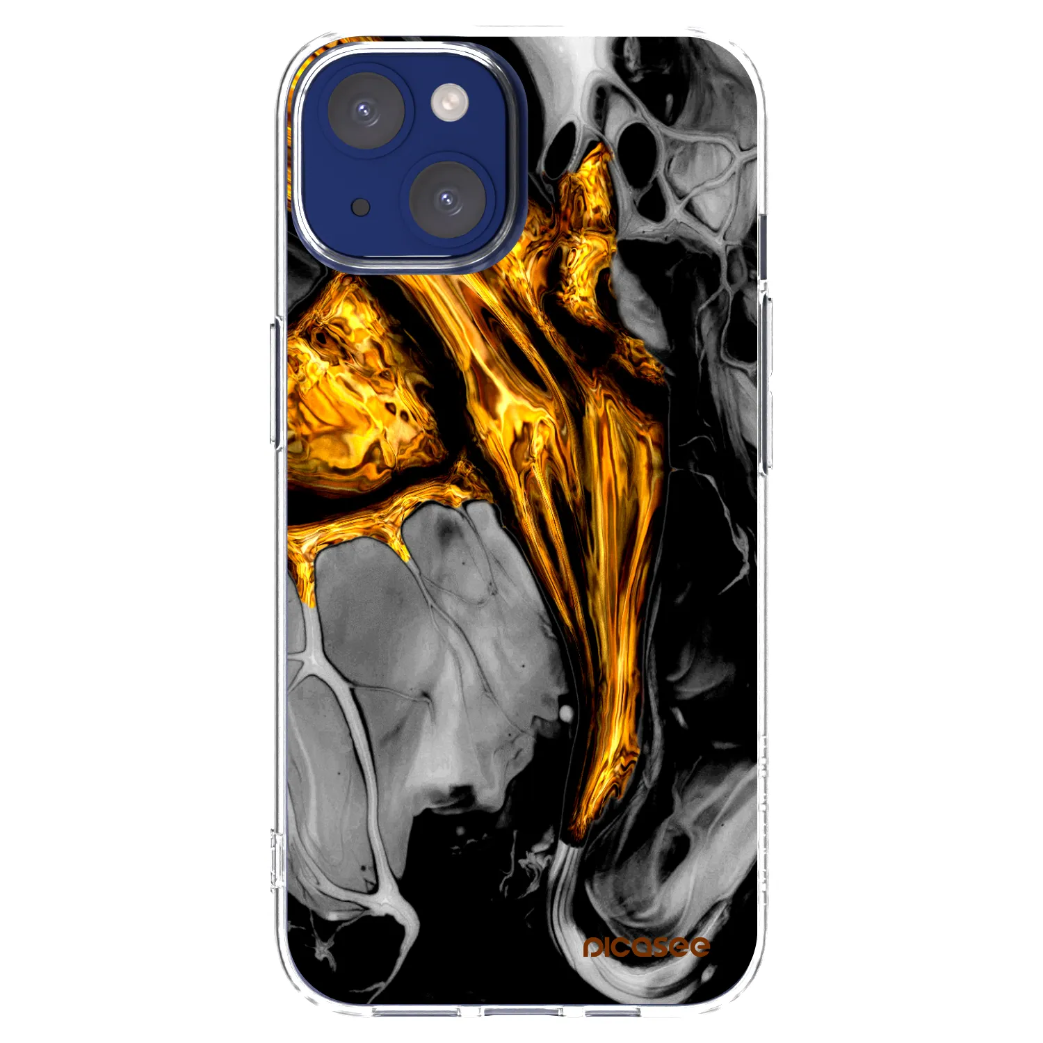 Picasee διαφανής θήκη σιλικόνης Apple iPhone 14 - Black Gold