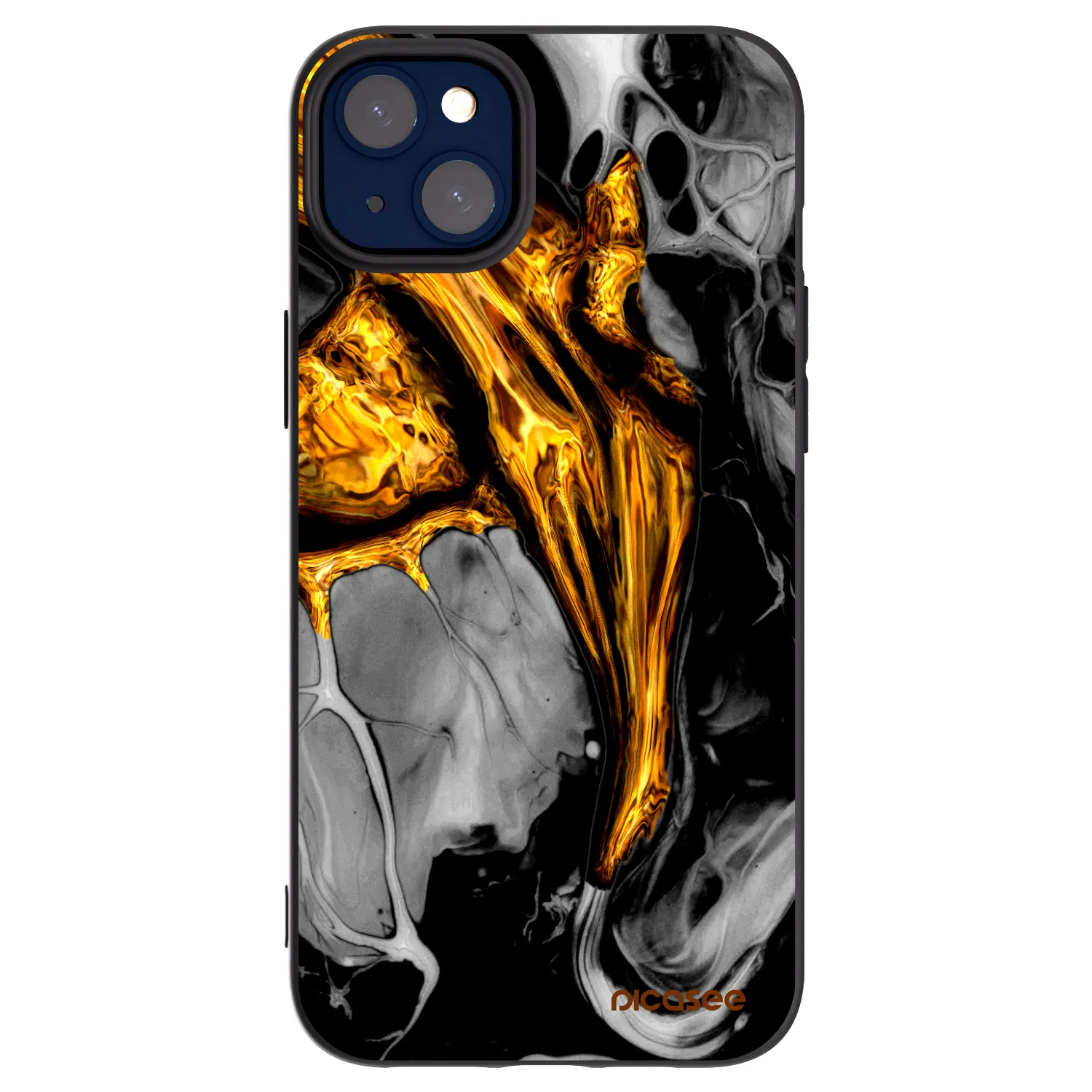 Picasee Μαύρη θήκη σιλικόνης για Apple iPhone 14 Plus - Black Gold