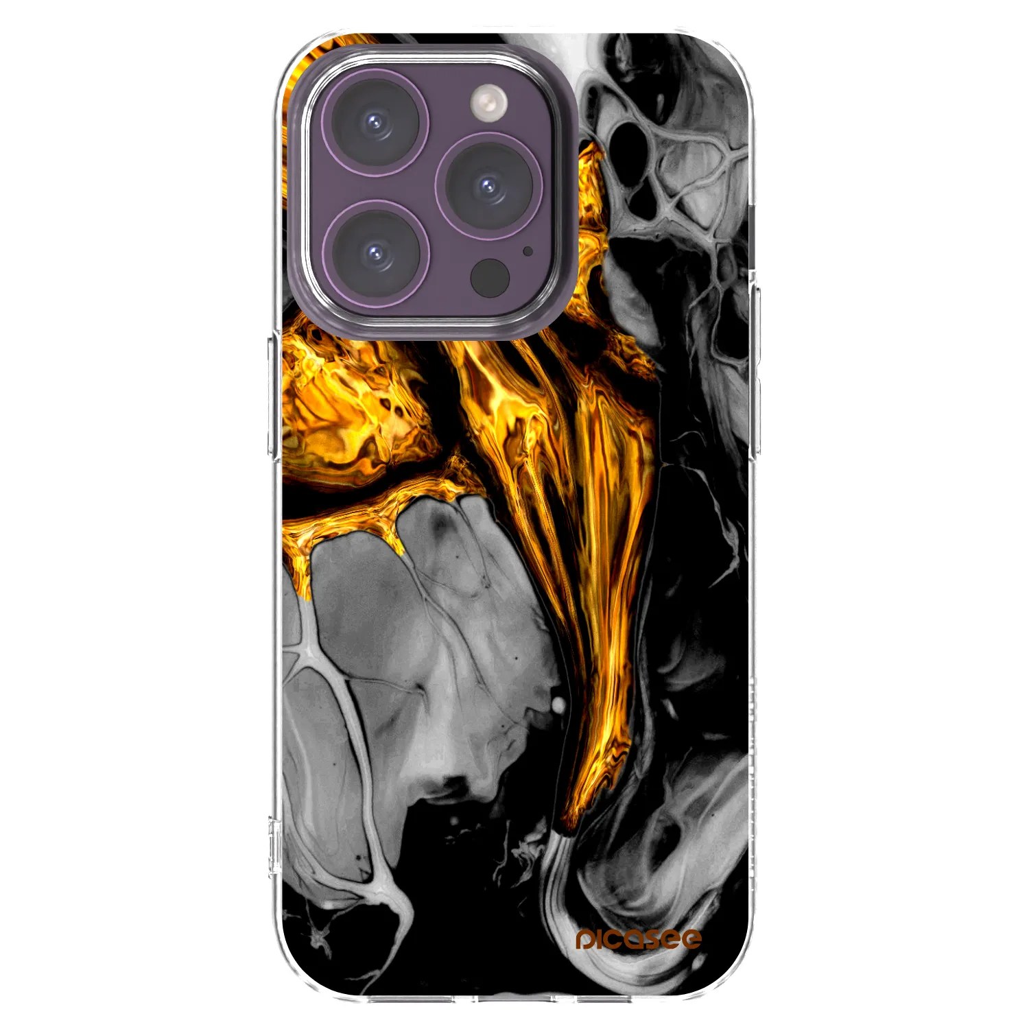 Picasee διαφανής θήκη σιλικόνης Apple iPhone 14 Pro - Black Gold