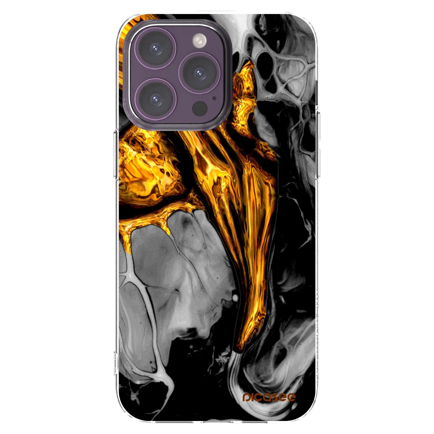 Picasee διαφανής θήκη σιλικόνης Apple iPhone 14 Pro Max - Black Gold