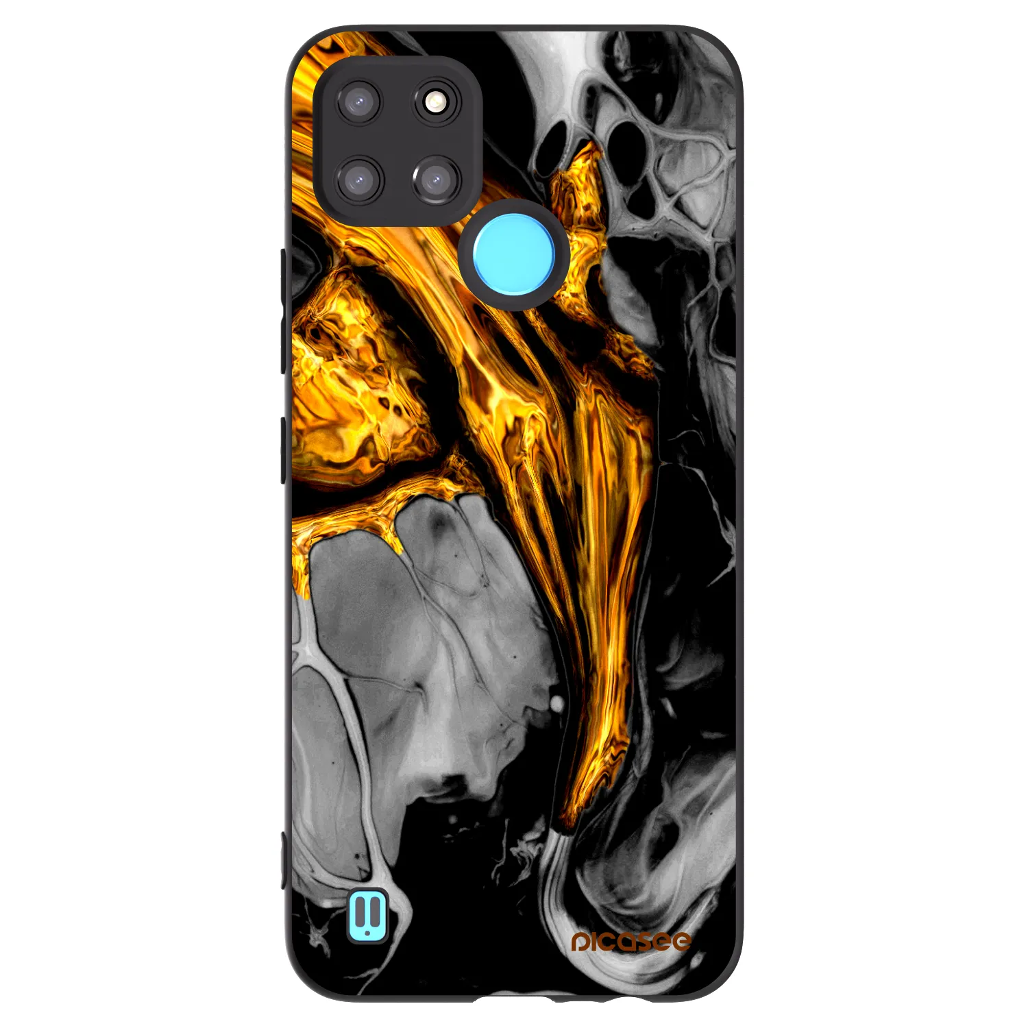 Picasee Μαύρη θήκη σιλικόνης για Realme C21Y - Black Gold