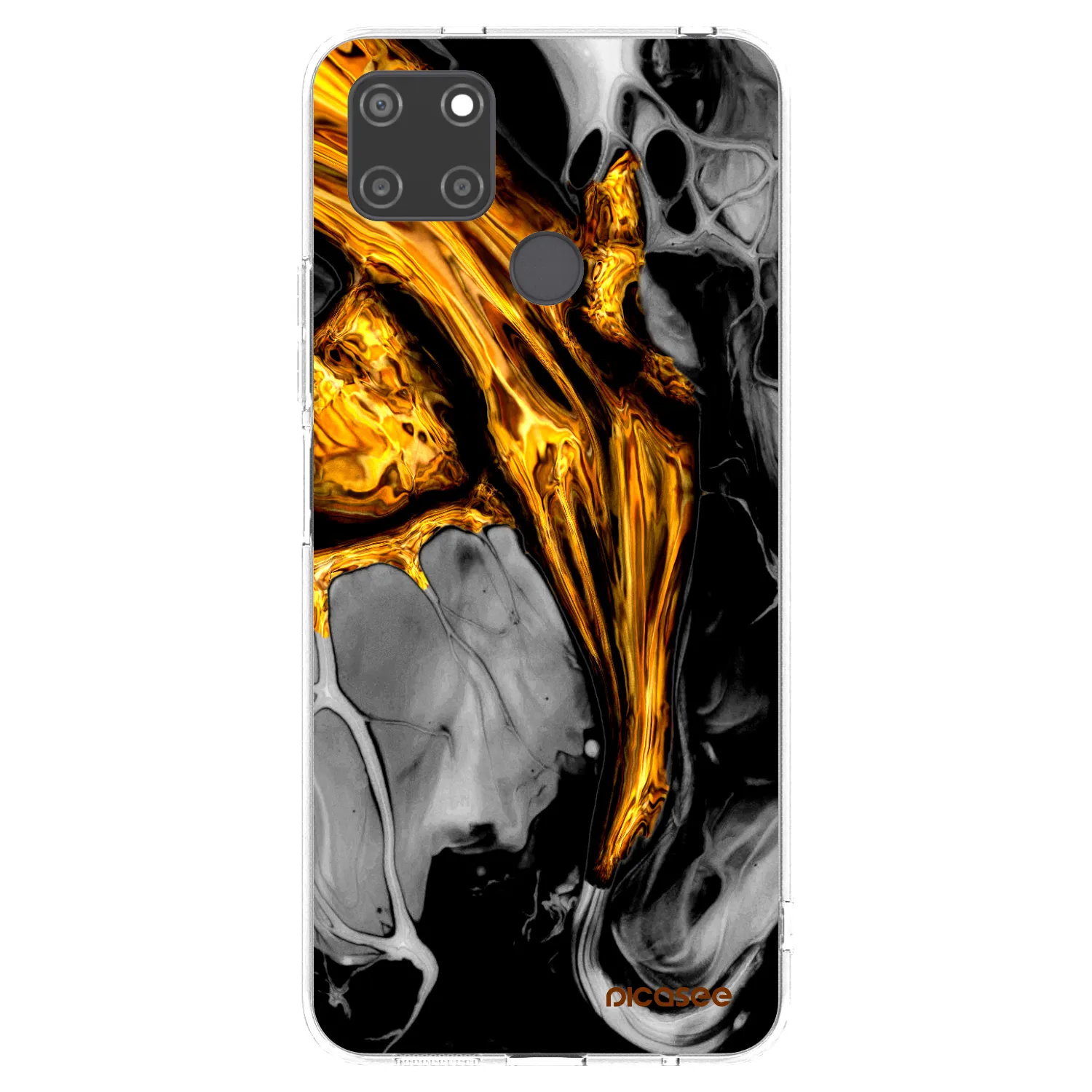 Picasee διαφανής θήκη σιλικόνης Realme C21Y - Black Gold