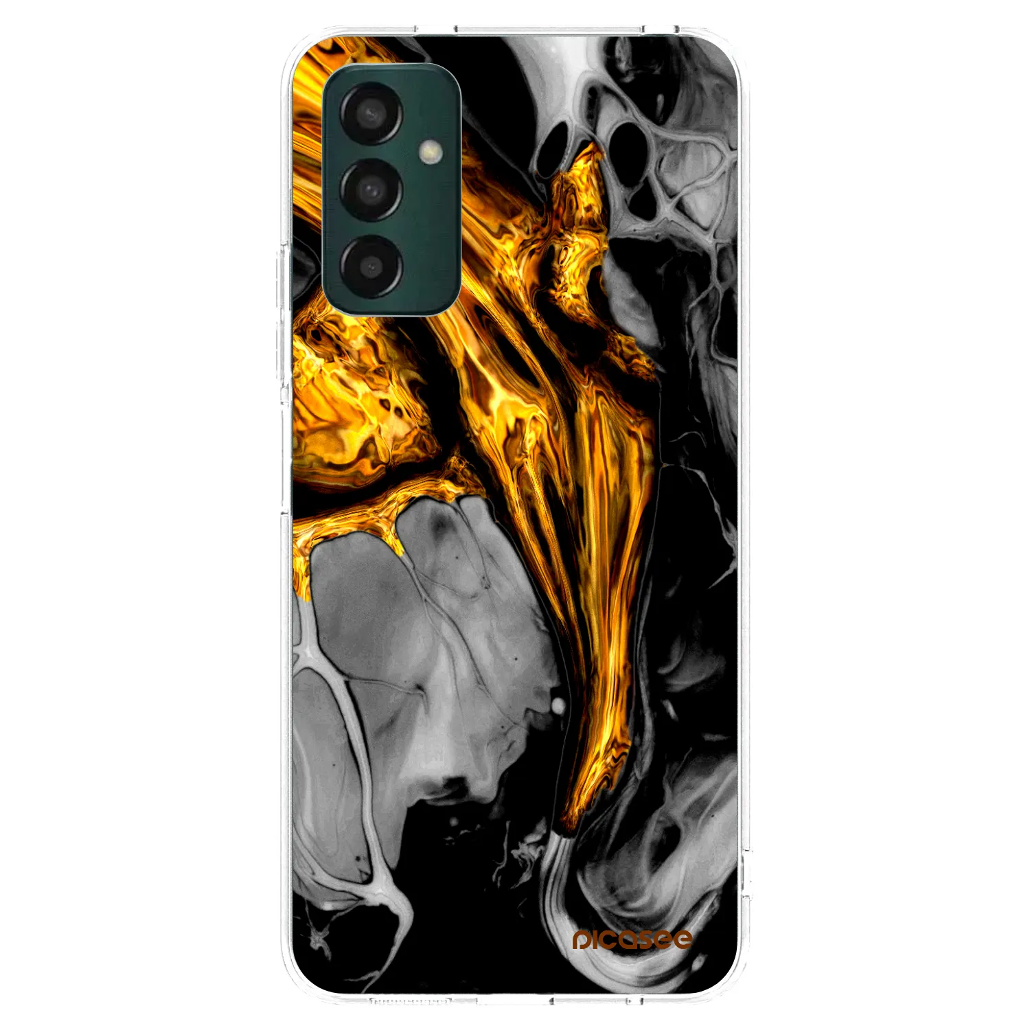 Picasee διαφανής θήκη σιλικόνης Samsung Galaxy M13 M135F - Black Gold