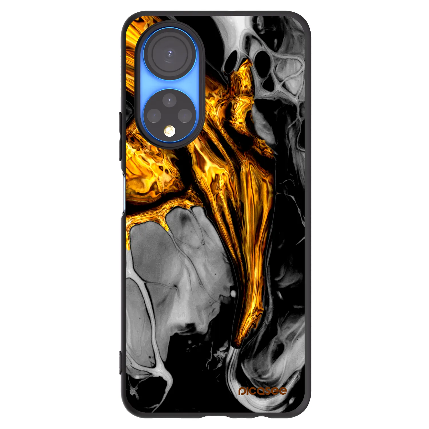 Picasee Μαύρη θήκη σιλικόνης για Honor X7 - Black Gold
