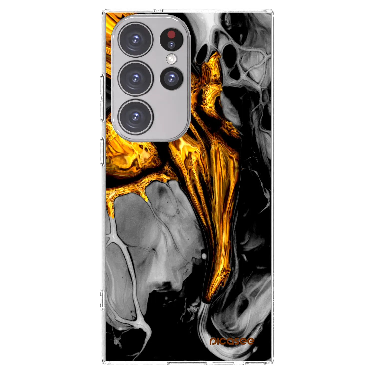 Picasee διαφανής θήκη σιλικόνης Samsung Galaxy S23 Ultra 5G - Black Gold