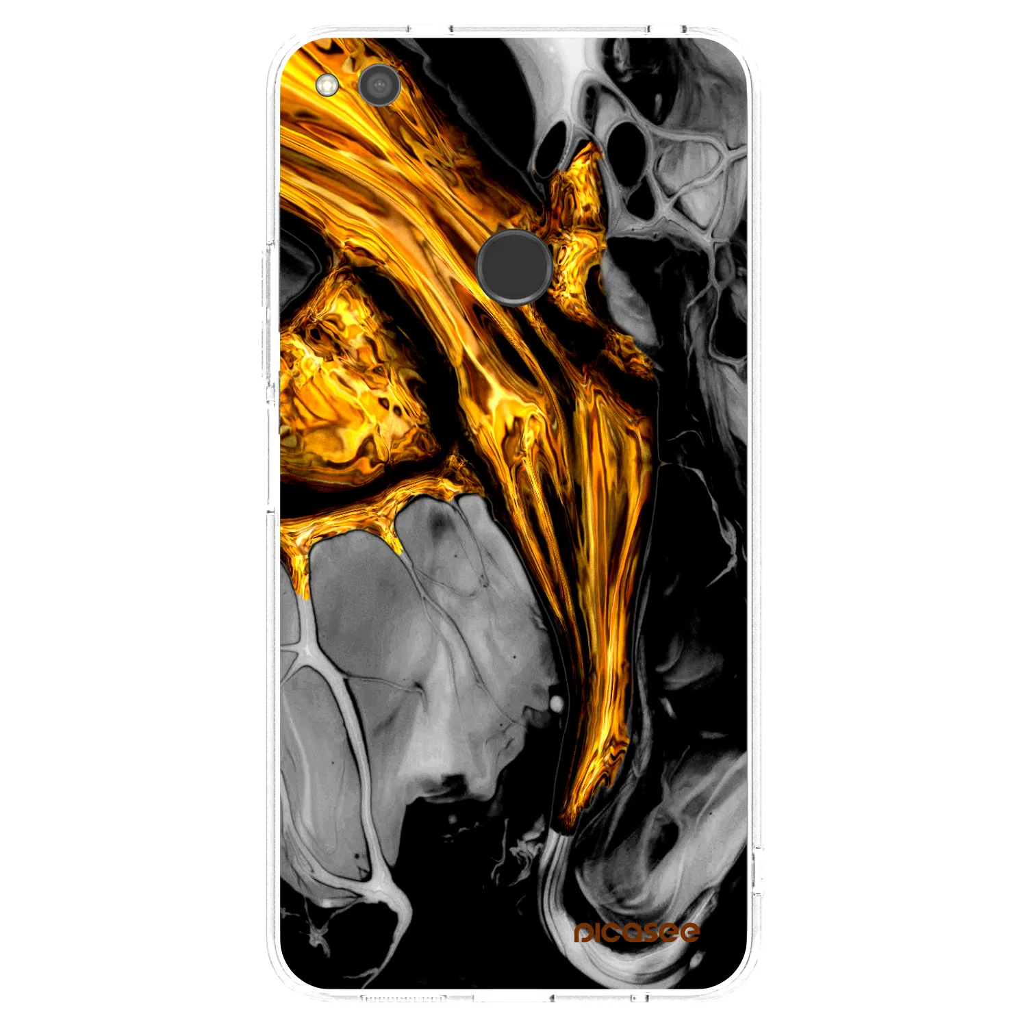 Picasee διαφανής θήκη σιλικόνης Huawei P9 Lite 2017 - Black Gold
