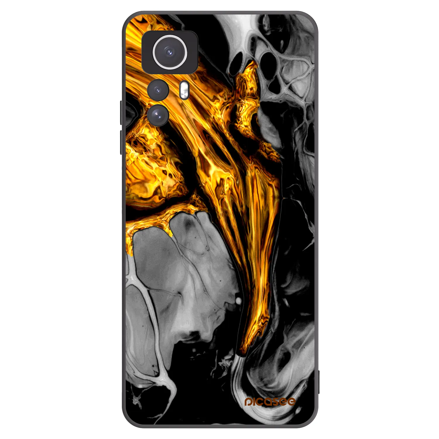 Picasee Μαύρη θήκη σιλικόνης για Xiaomi Redmi Note 12S - Black Gold