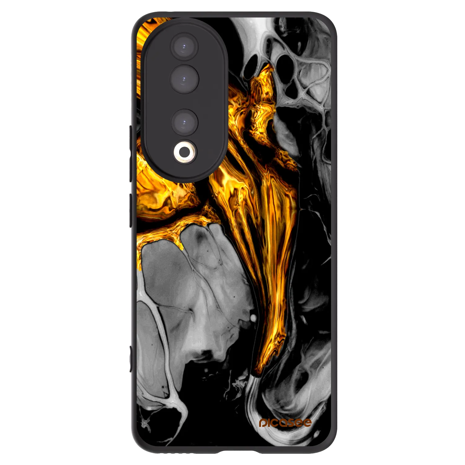 Picasee Μαύρη θήκη σιλικόνης για Honor 90 5G - Black Gold