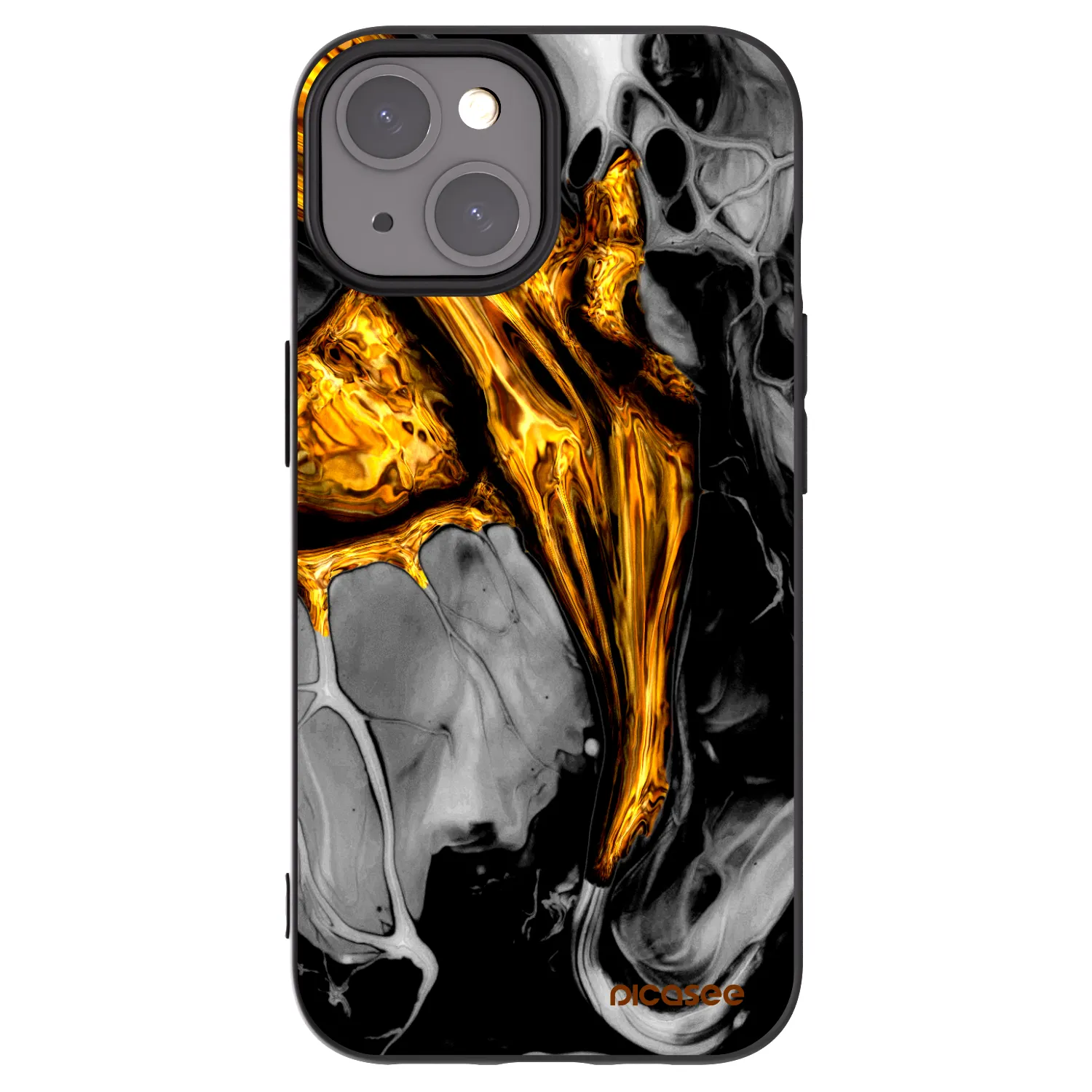 Picasee Μαύρη θήκη σιλικόνης για Apple iPhone 15 - Black Gold