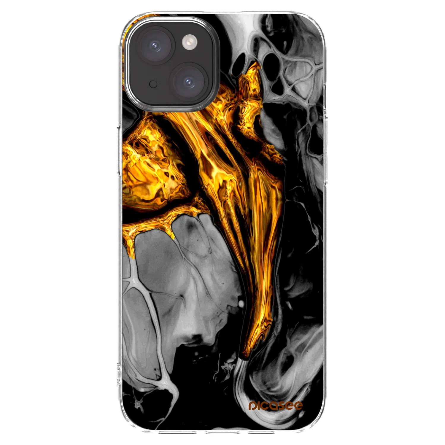 Picasee διαφανής θήκη σιλικόνης Apple iPhone 15 Plus - Black Gold