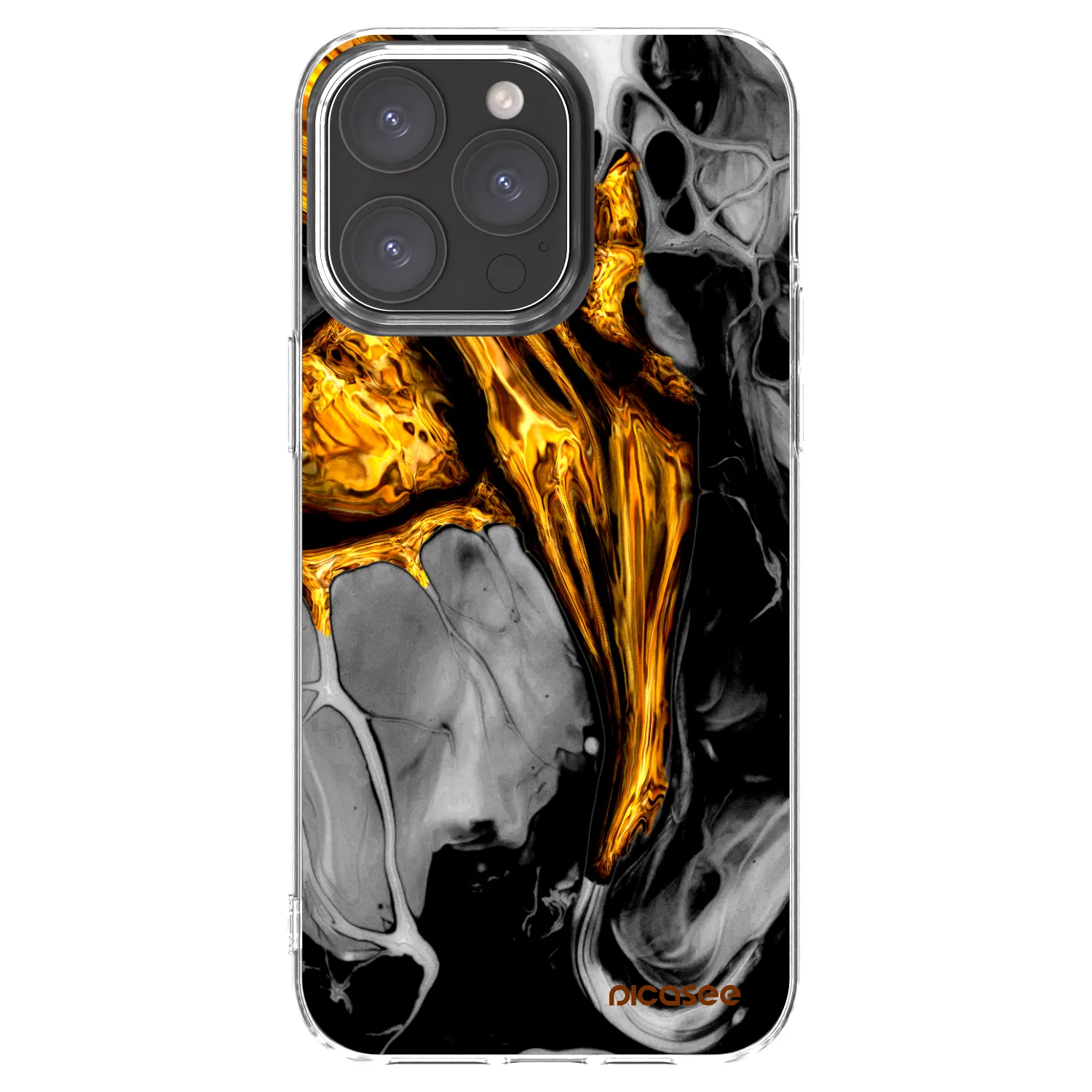 Picasee διαφανής θήκη σιλικόνης Apple iPhone 15 Pro Max - Black Gold