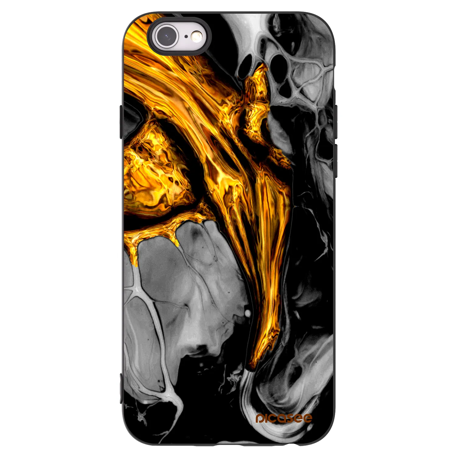 Picasee Μαύρη θήκη σιλικόνης για Apple iPhone 6/6S - Black Gold