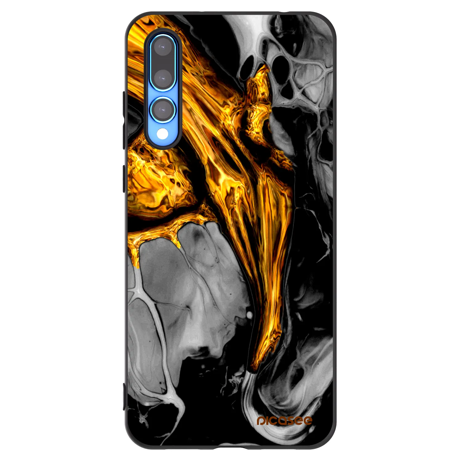 Picasee Μαύρη θήκη σιλικόνης για Huawei P20 Pro - Black Gold