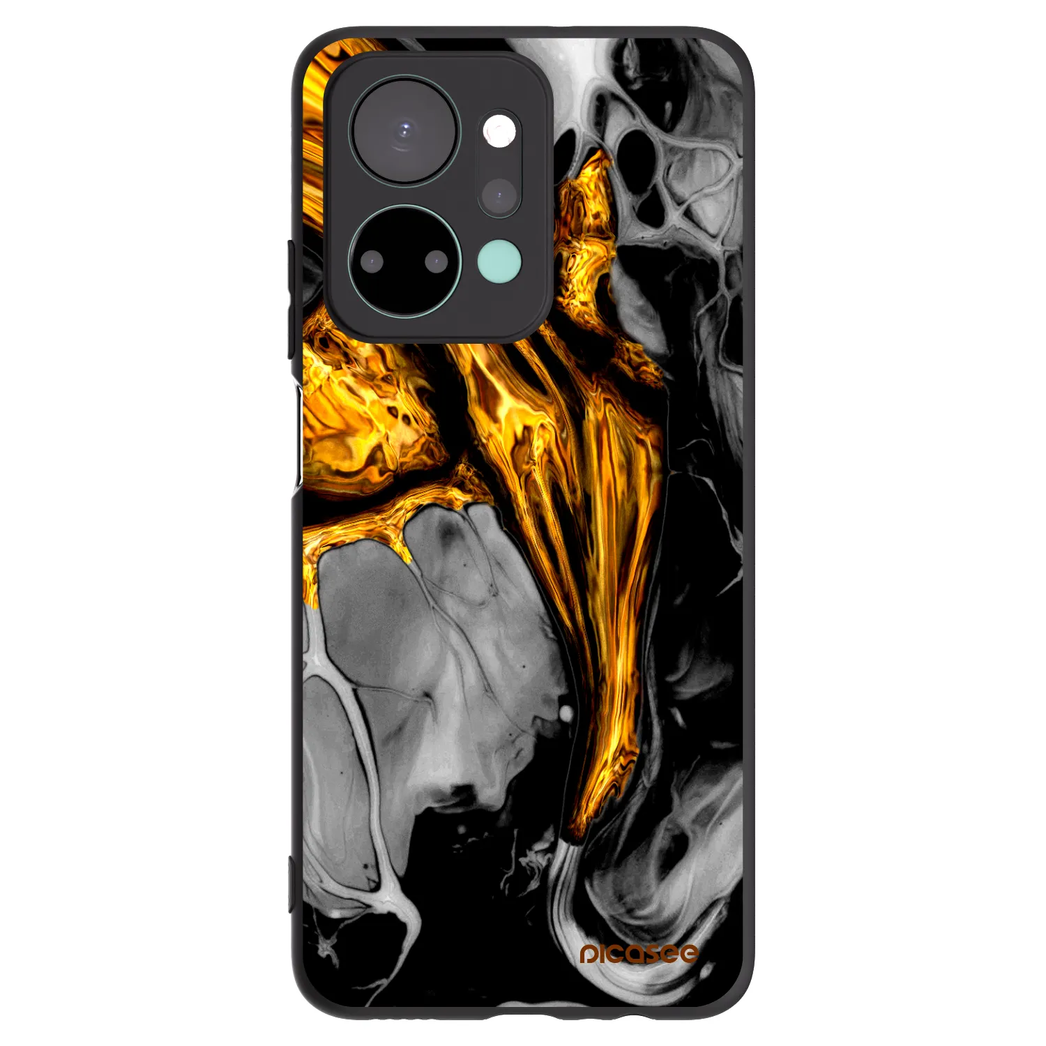 Picasee Μαύρη θήκη σιλικόνης για Honor X7a - Black Gold