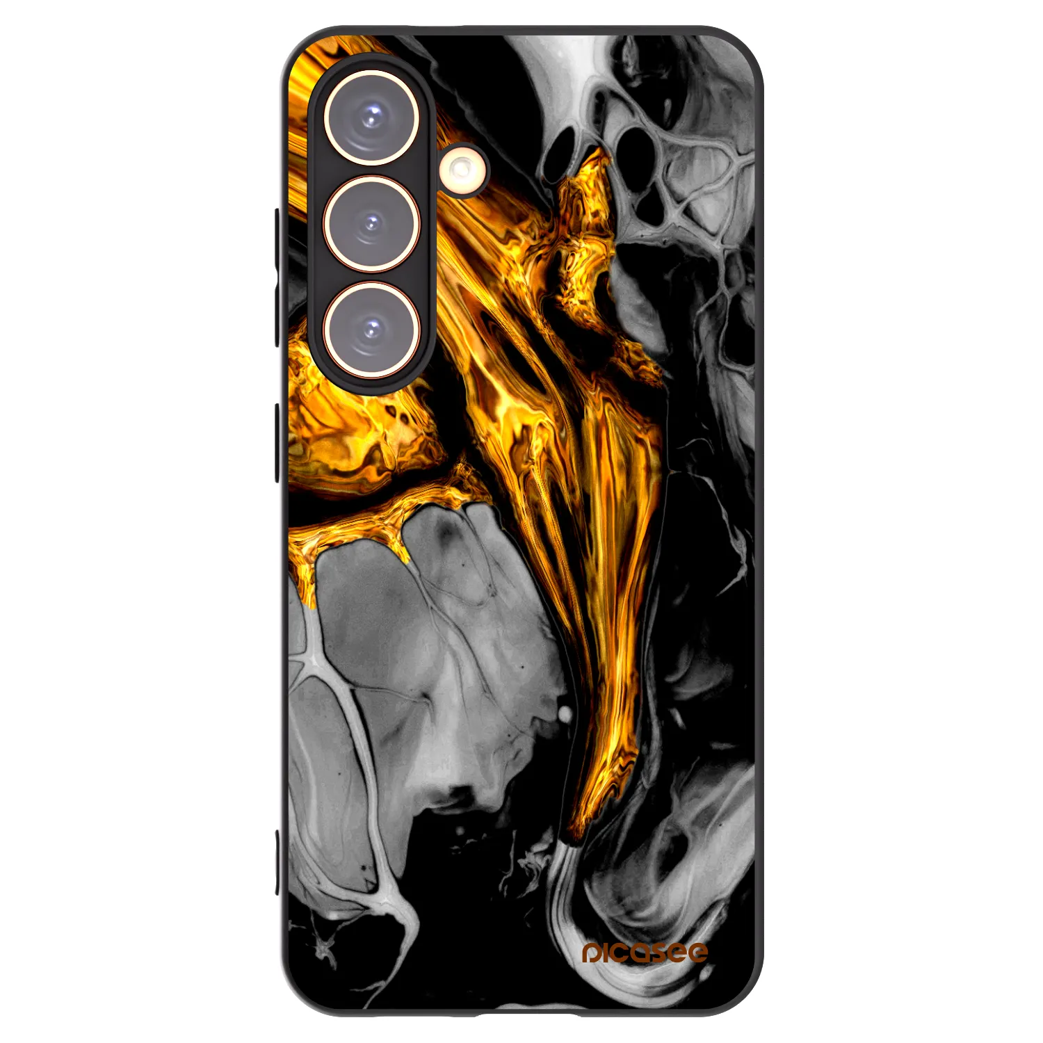 Picasee Μαύρη θήκη σιλικόνης για Samsung Galaxy S24 S921B 5G - Black Gold