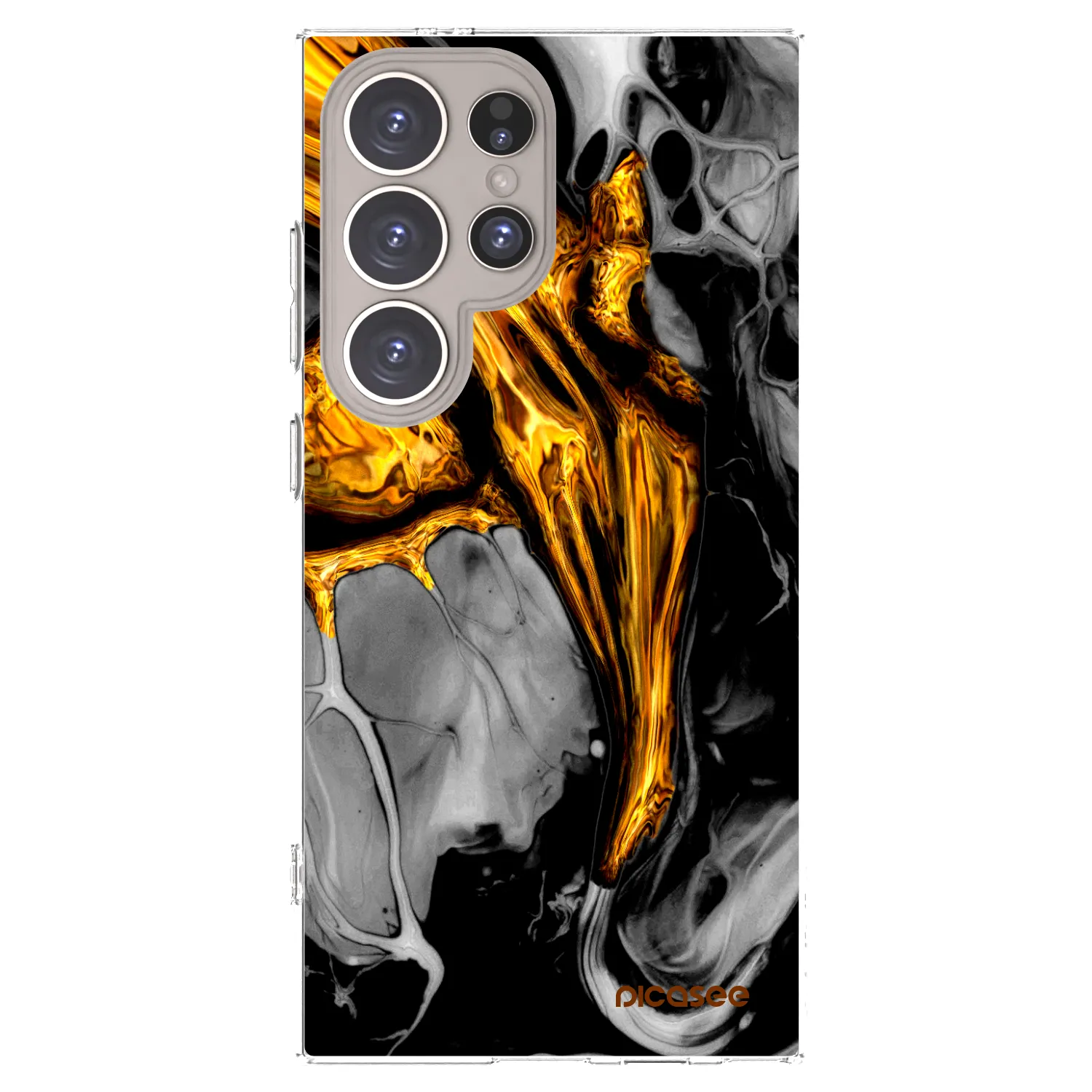 Picasee διαφανής θήκη σιλικόνης Samsung Galaxy S24 Ultra S928B 5G - Black Gold