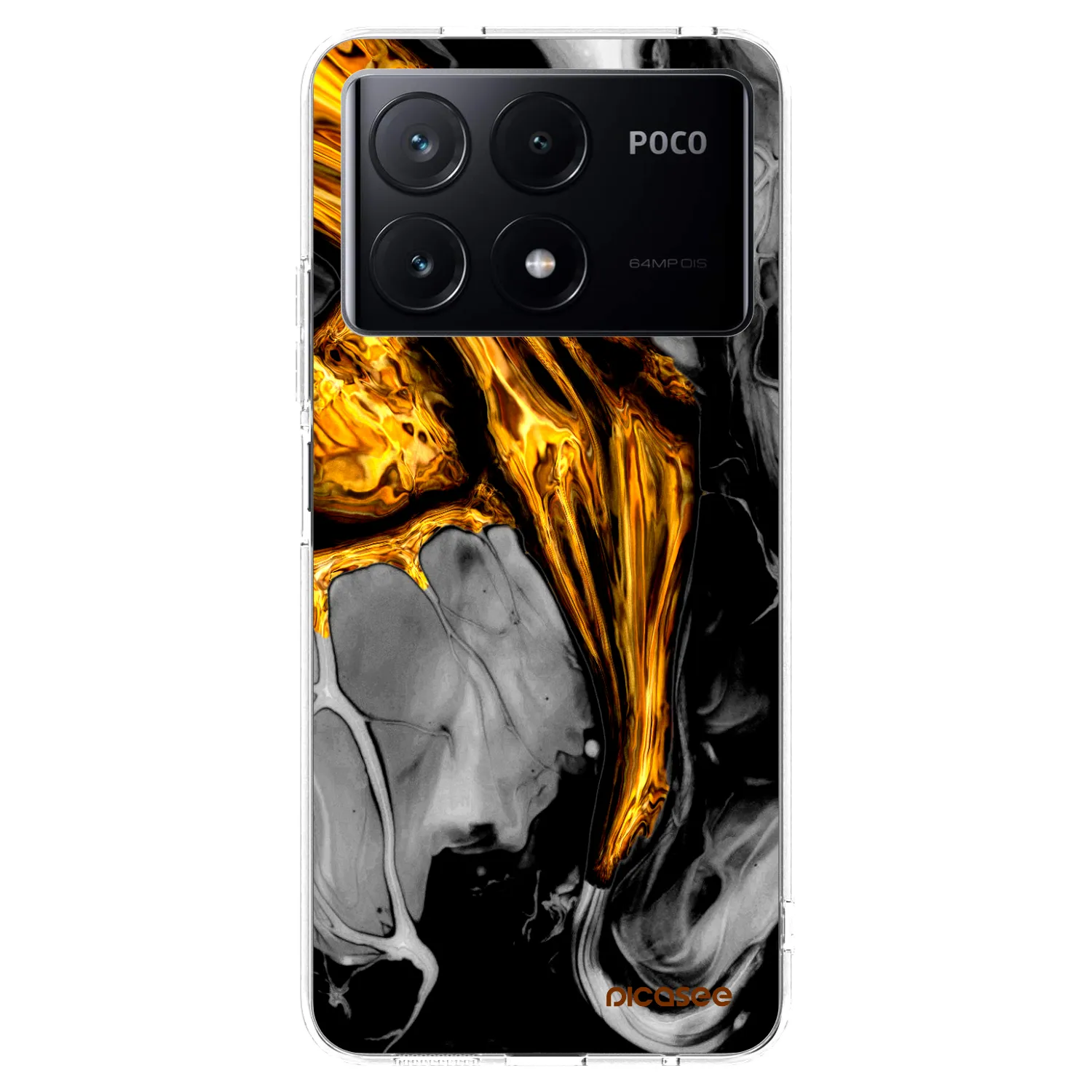 Picasee διαφανής θήκη σιλικόνης Xiaomi Poco X6 Pro - Black Gold