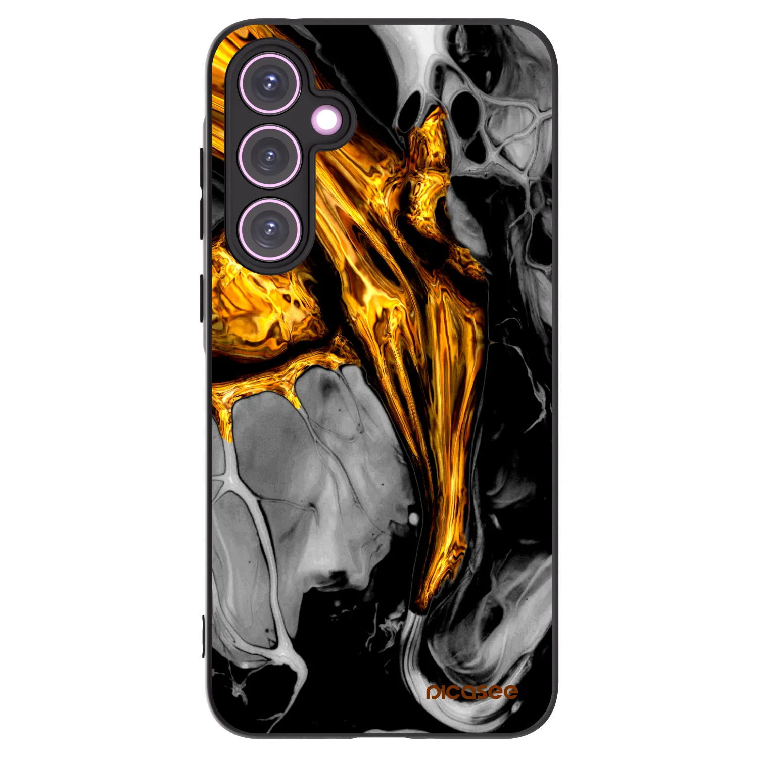 Picasee Μαύρη θήκη σιλικόνης για Samsung Galaxy A35 5G A356B - Black Gold