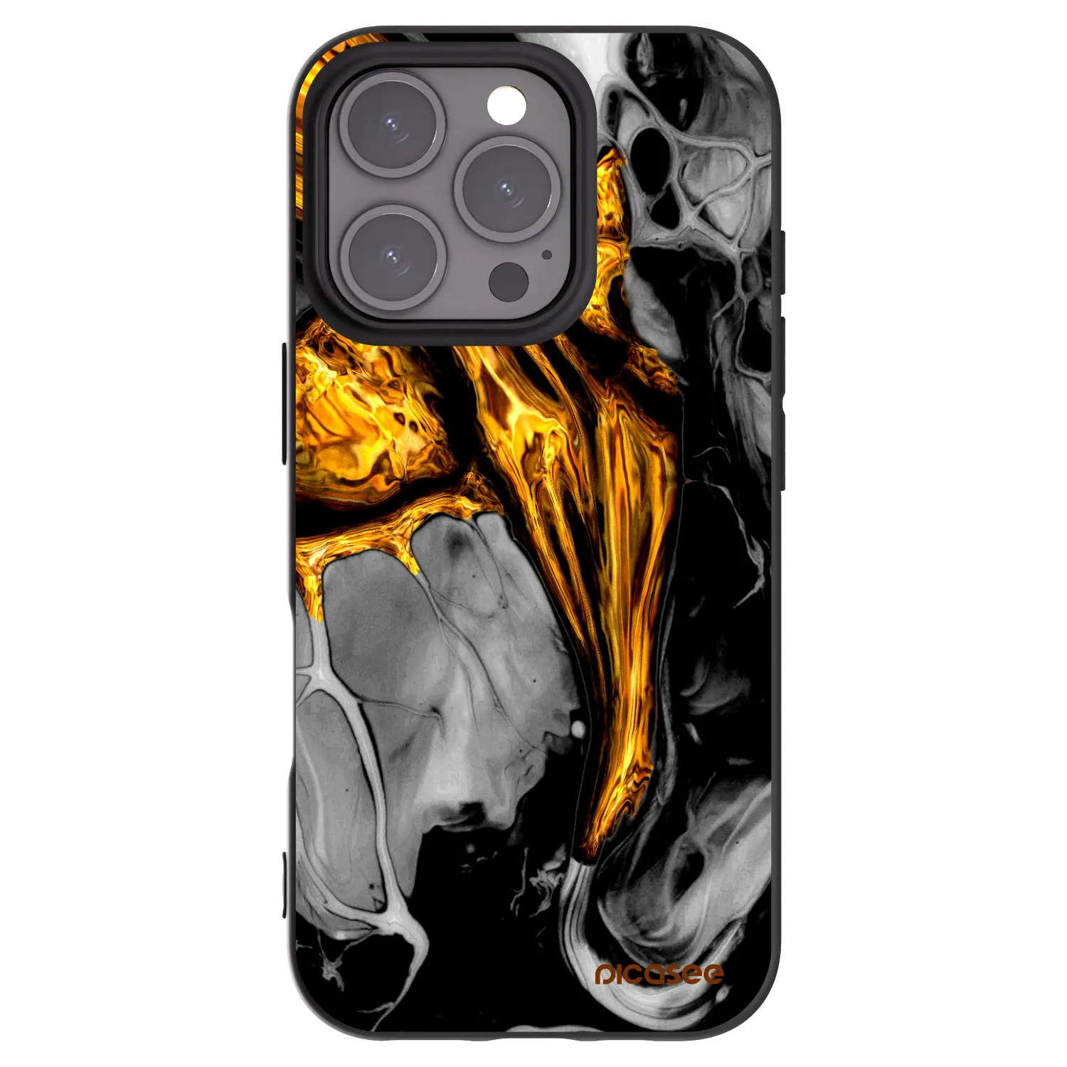 Picasee Μαύρη θήκη σιλικόνης για Apple iPhone 16 Pro - Black Gold