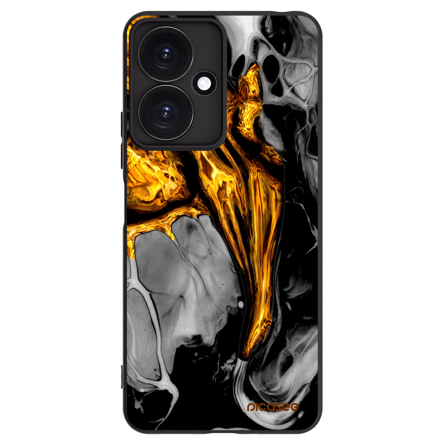 Picasee Μαύρη θήκη σιλικόνης για Xiaomi Redmi 13C 5G - Black Gold
