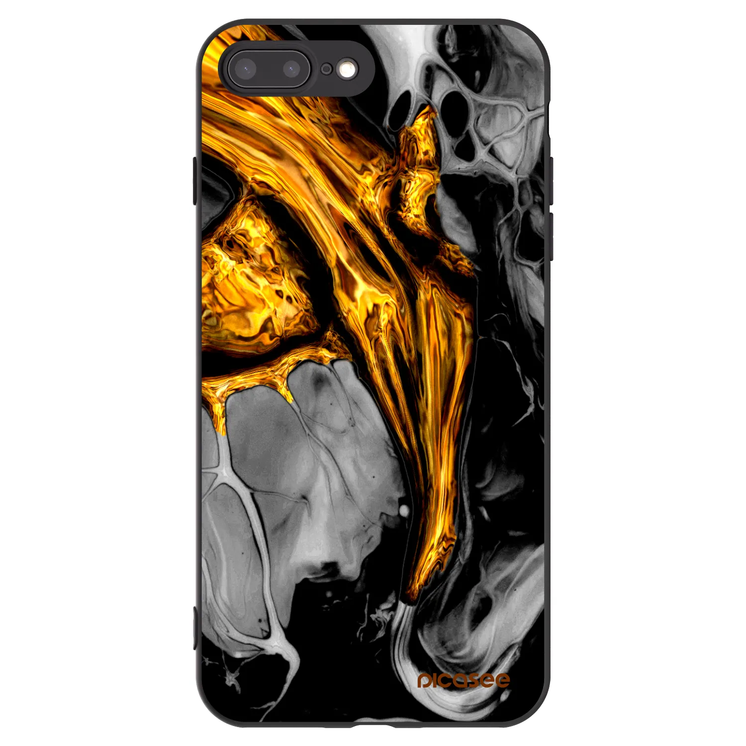 Picasee Μαύρη θήκη σιλικόνης για Apple iPhone 7 Plus - Black Gold