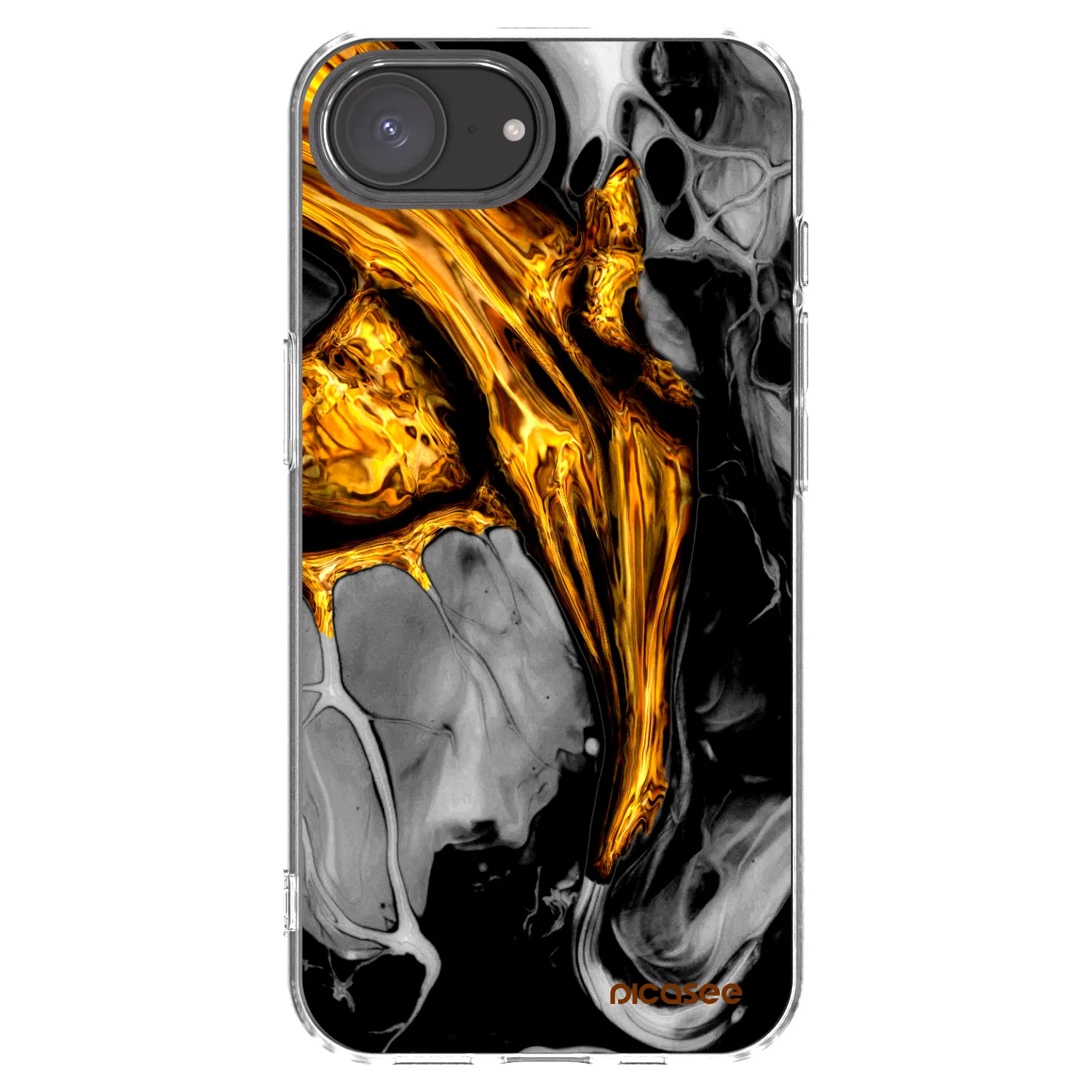 Picasee διαφανής θήκη σιλικόνης Apple iPhone 16e - Black Gold