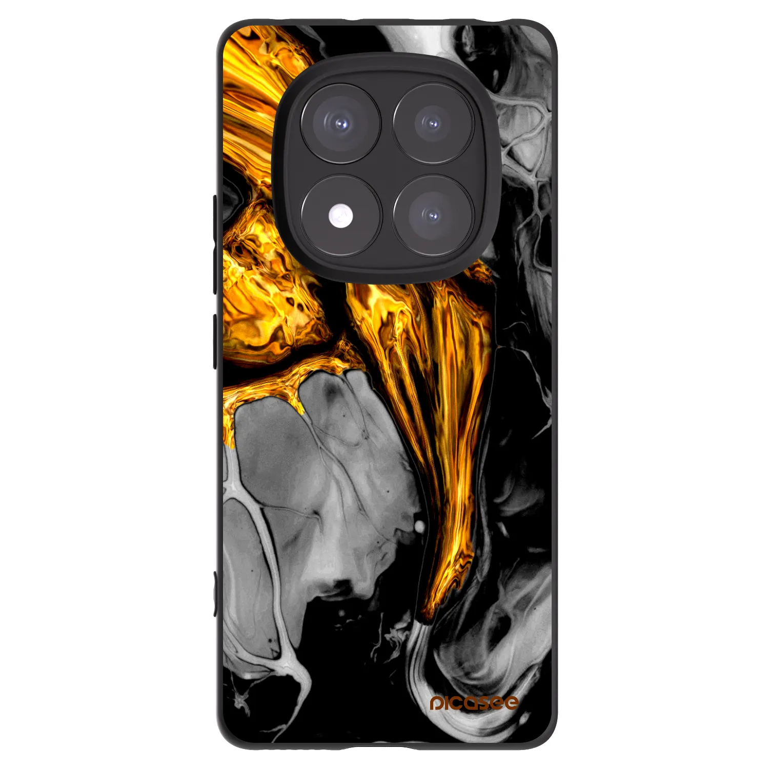 Picasee Μαύρη θήκη σιλικόνης για Xiaomi Redmi Note 14 Pro+ 5G - Black Gold